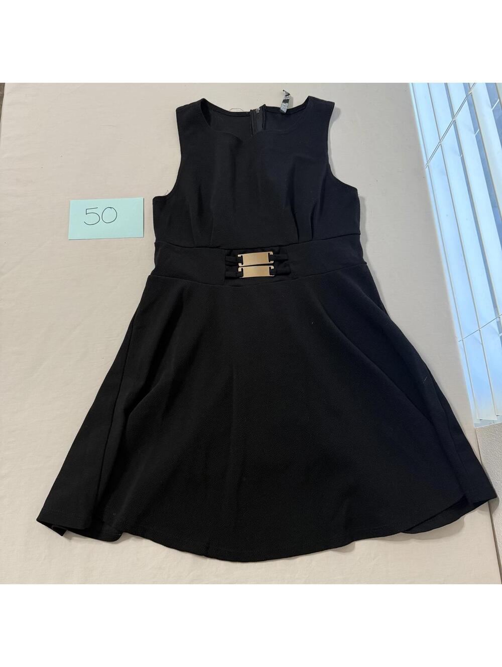 DGNY Black Sleeveless Fit and Flare Dress Size L